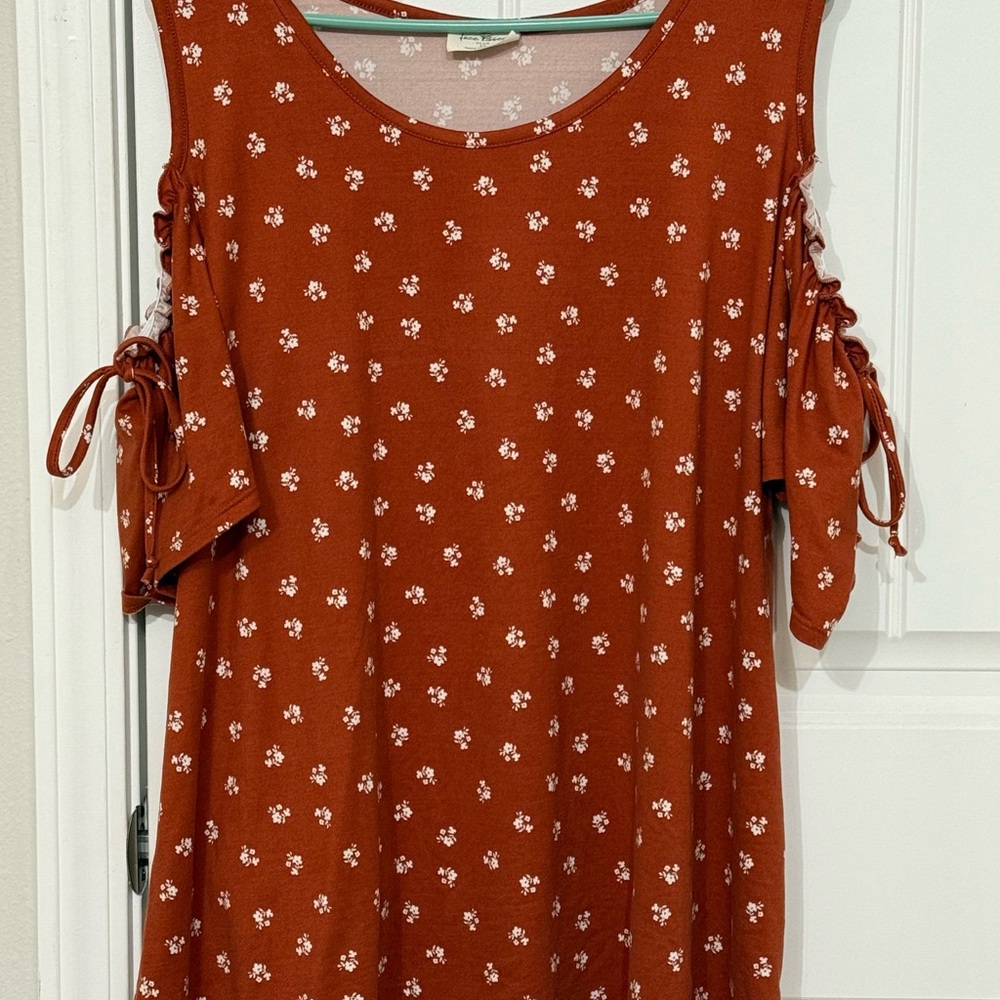 Floral Rust Cold Shoulder Top